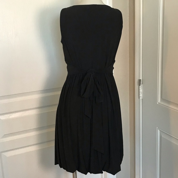 LOFT BLACK STRETCH WAIST TIE SLEEVELESS DRESS - Picture 4 of 5